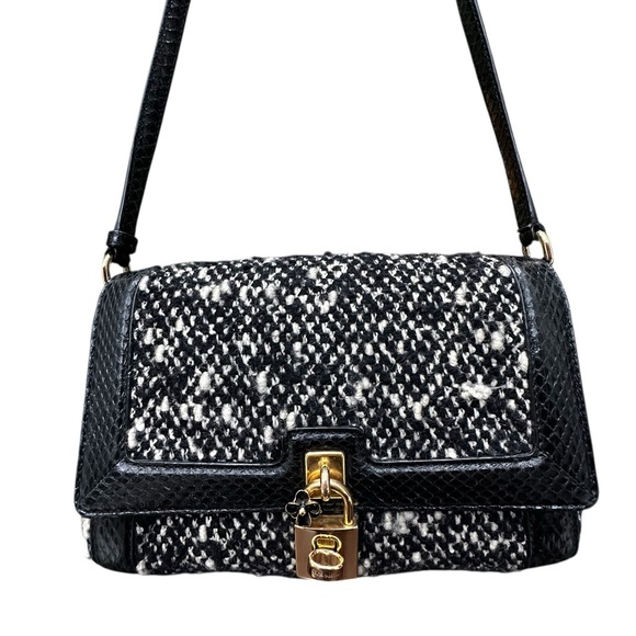 Dolce & Gabbana Tweed & Python Shoulder Bag with Padlock, Made in Italy with COA - Picture 3 of 16